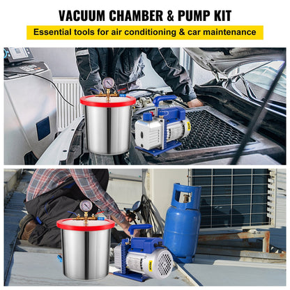4 CFM 1/3 HP Vacuum Pump with 11.4-Liter Chamber, Low Noise & Durable Design