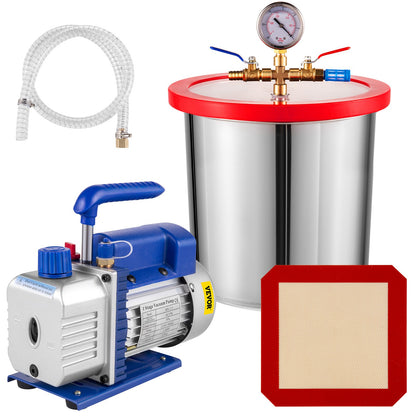 Vevor 4 CFM 1/3 HP Air Conditioner Vacuum Pump With 3 Gallon Vacuum Chamber