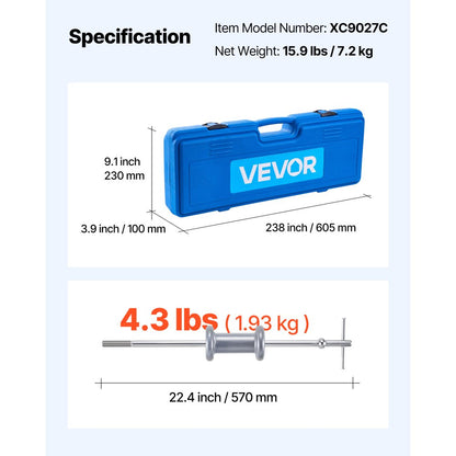 9-Way Slide Hammer Puller Set Front Rear Wheel Hub Bearing Remover 15PCS