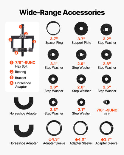 Master Wheel Hub & Bearing Remover & Installer Kit, Fits Most Front-Wheel Drive Vehicles, Front Wheel Bearing Removal Tool, Wheel Bearing Installer Kit, Easy Bearing Swaps with No Press Required