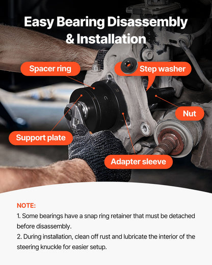 Master Wheel Hub & Bearing Remover & Installer Kit, Fits Most Front-Wheel Drive Vehicles, Front Wheel Bearing Removal Tool, Wheel Bearing Installer Kit, Easy Bearing Swaps with No Press Required