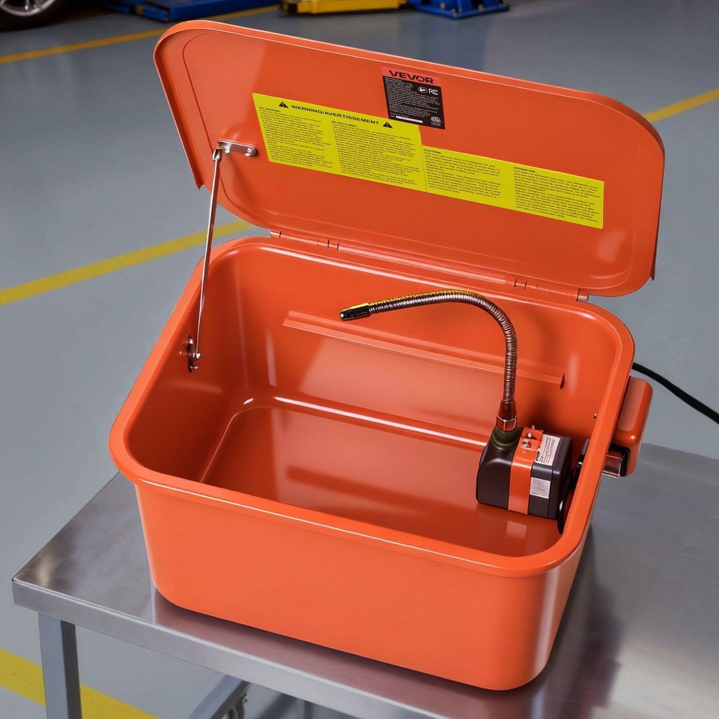 Parts Washer, 19L Cleaning Tank, 13L Solvent Capacity, 1.5L per Minute Max Pump Output, Portable Steel Automotive Parts Cleaner with Electric Pump for Wheel Bearings, Gears, and Carburetors