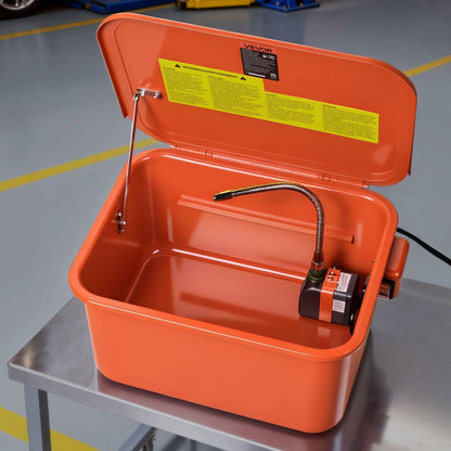 Parts Washer, 19L Cleaning Tank, 13L Solvent Capacity, 1.5L per Minute Max Pump Output, Portable Steel Automotive Parts Cleaner with Electric Pump for Wheel Bearings, Gears, and Carburetors