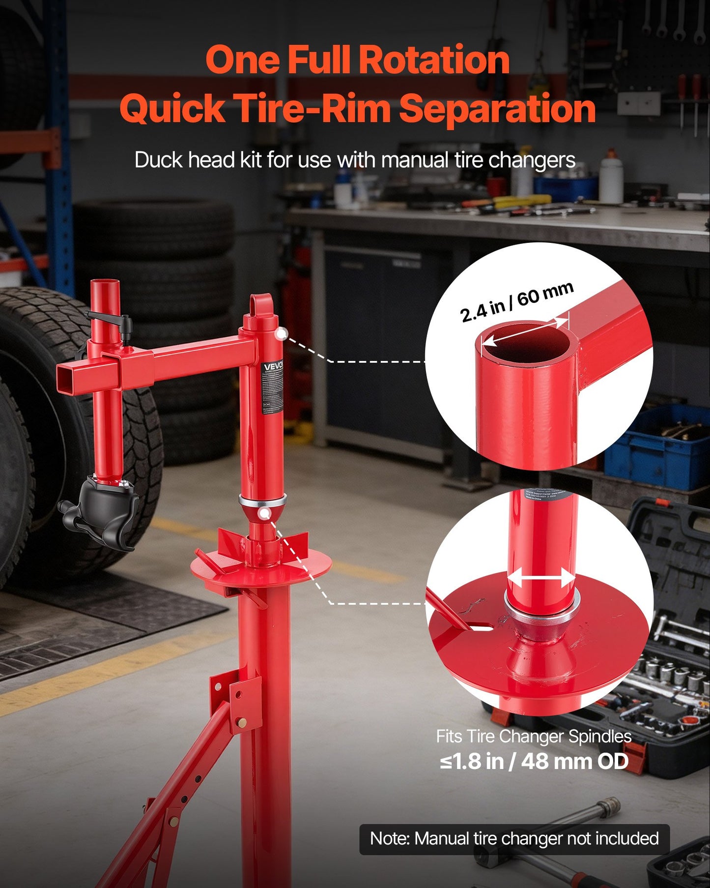 Manual Tire Changer Duck Head Kit with Silver Cone, Fit for 406-533 mm Wheels, Heavy Duty Manual Tire Changer Duck Head Adapter Kit, Mounting & Demounting Tool for Most Cars, SUVs, Trucks, ATVs