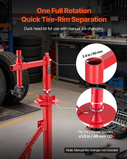 Manual Tire Changer Duck Head Kit with Silver Cone, Fit for 406-533 mm Wheels, Heavy Duty Manual Tire Changer Duck Head Adapter Kit, Mounting & Demounting Tool for Most Cars, SUVs, Trucks, ATVs