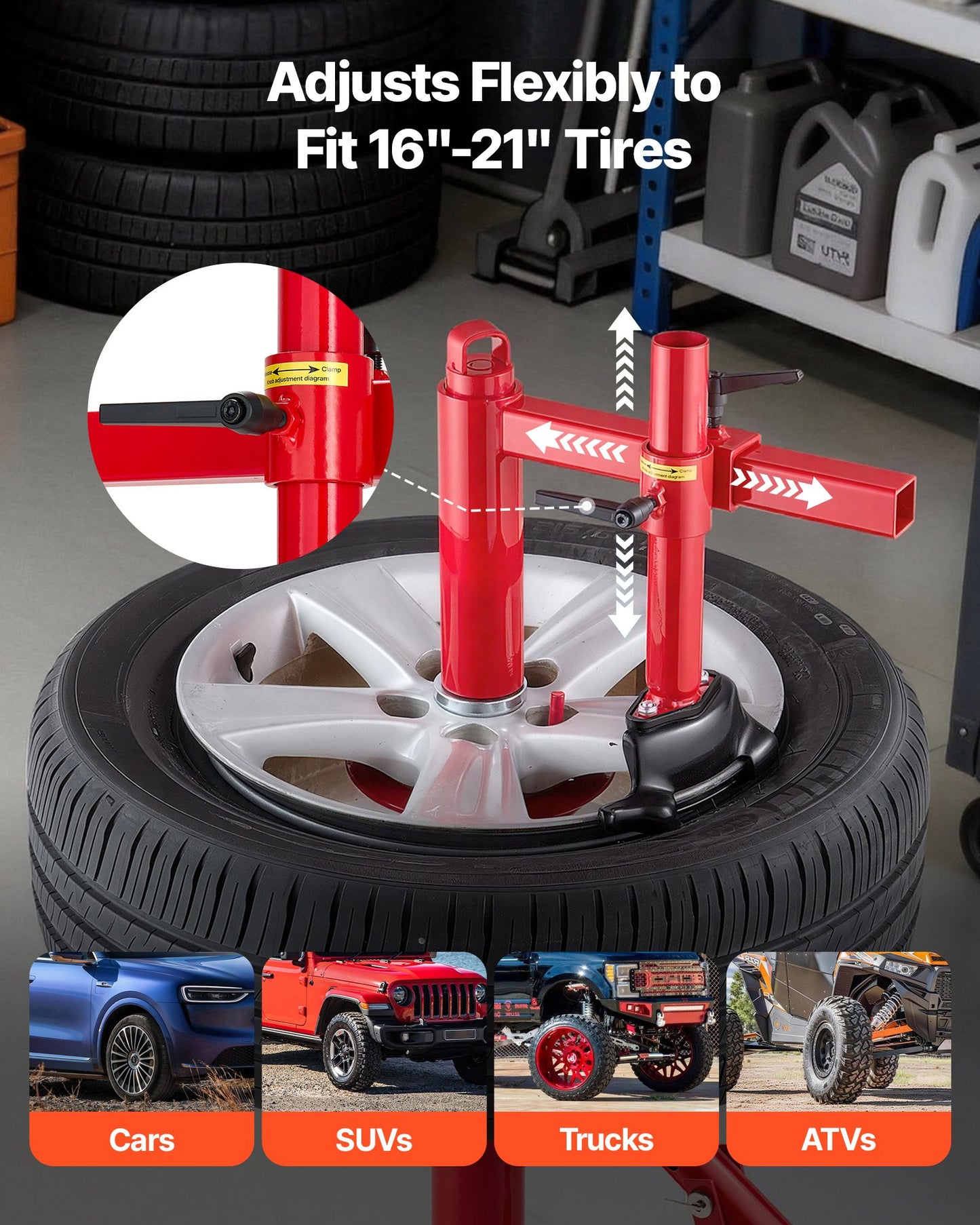 Manual Tire Changer Duck Head Kit with Silver Cone, Fit for 406-533 mm Wheels, Heavy Duty Manual Tire Changer Duck Head Adapter Kit, Mounting & Demounting Tool for Most Cars, SUVs, Trucks, ATVs