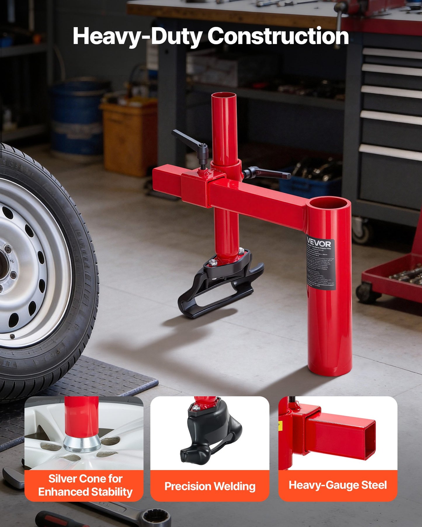 Manual Tire Changer Duck Head Kit with Silver Cone, Fit for 406-533 mm Wheels, Heavy Duty Manual Tire Changer Duck Head Adapter Kit, Mounting & Demounting Tool for Most Cars, SUVs, Trucks, ATVs