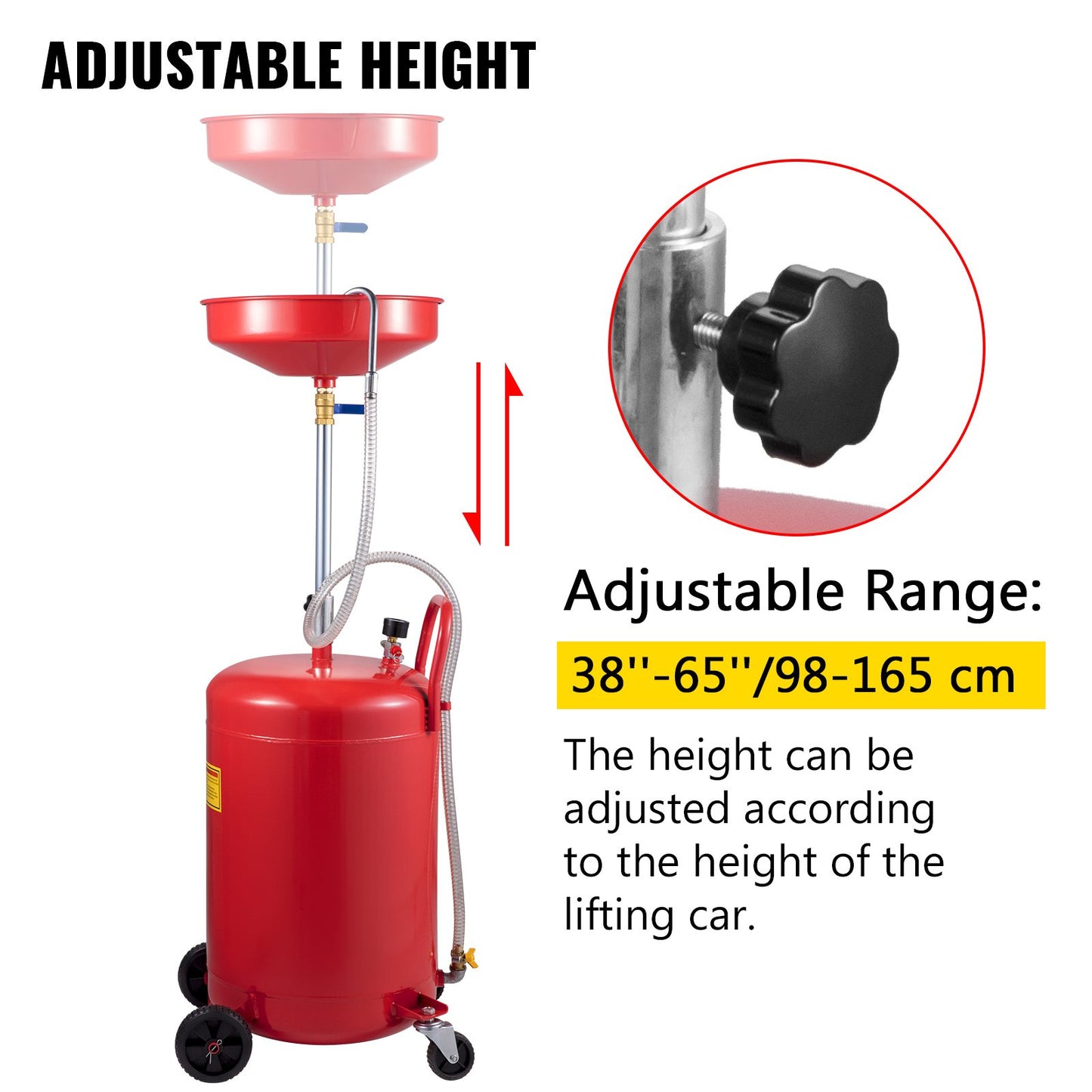 VEVOR Waste Oil Drain Tank Portable Oil Drain 20 Gallon Air Operated Drainer