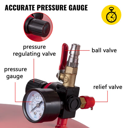 Waste Oil Drain Tank 80 L Portable Oil Drain Air Operated Drainer Oil Change, Oil Drain Container, Fluid Fuel Transfer Drainage Adjustable Funnel Height, with Pressure Regulating Valve