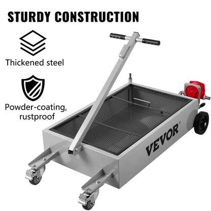 Low Profile 57L Oil Drain Pan with Pump, Hose, and Casters