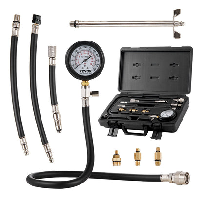 9-Piece Automotive Engine Cylinder Leak Tester Kit with Dual Scale Gauge