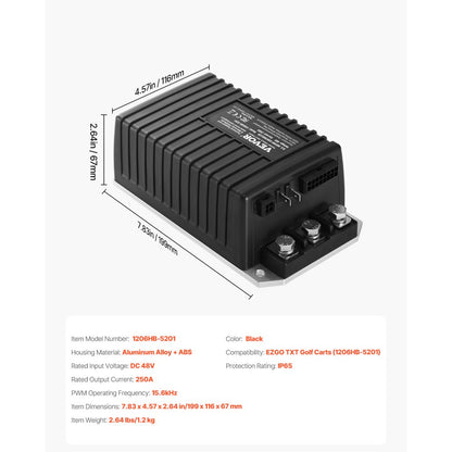 VEVOR Golf Cart Controller 48V 250A Speed Controller for EZGO TXT 1206HB-5201