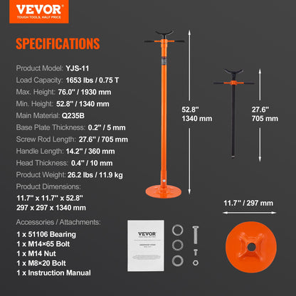 VEVOR Underhoist Support Stand, 3/4 Ton Capacity Under Hoist Jack Stand, Lifting