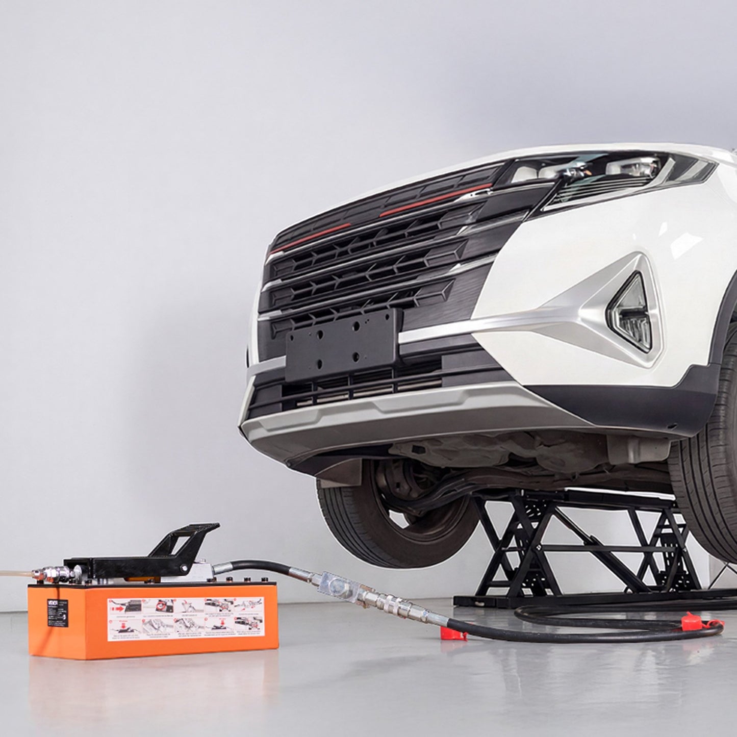 Portable Car Lift, 2 Ton Capacity, Heavy Duty Quick Lift with 650 mm Max Height, Pneumatic Pump, Wheels, 4 Rubber Pads & 4 Lifting Columns for Cars, Compact SUVs, Mini Trucks, Garage or Shop