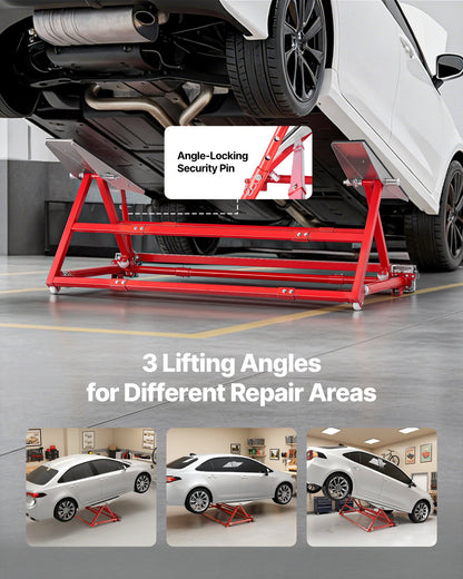 Portable Car Lift, 2 Ton Capacity, Heavy Duty Steel Quick Lift with 585 mm Max Height, Adjustable Width and Wheels, Manual Lifting for Cars, Compact SUVs, Mini Trucks, Home Garage or Shop Use