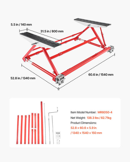 Portable Car Lift, 2 Ton Capacity, Heavy Duty Steel Quick Lift with 585 mm Max Height, Adjustable Width and Wheels, Manual Lifting for Cars, Compact SUVs, Mini Trucks, Home Garage or Shop Use
