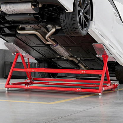 Portable Car Lift, 2 Ton Capacity, Heavy Duty Steel Quick Lift with 585 mm Max Height, Adjustable Width and Wheels, Manual Lifting for Cars, Compact SUVs, Mini Trucks, Home Garage or Shop Use
