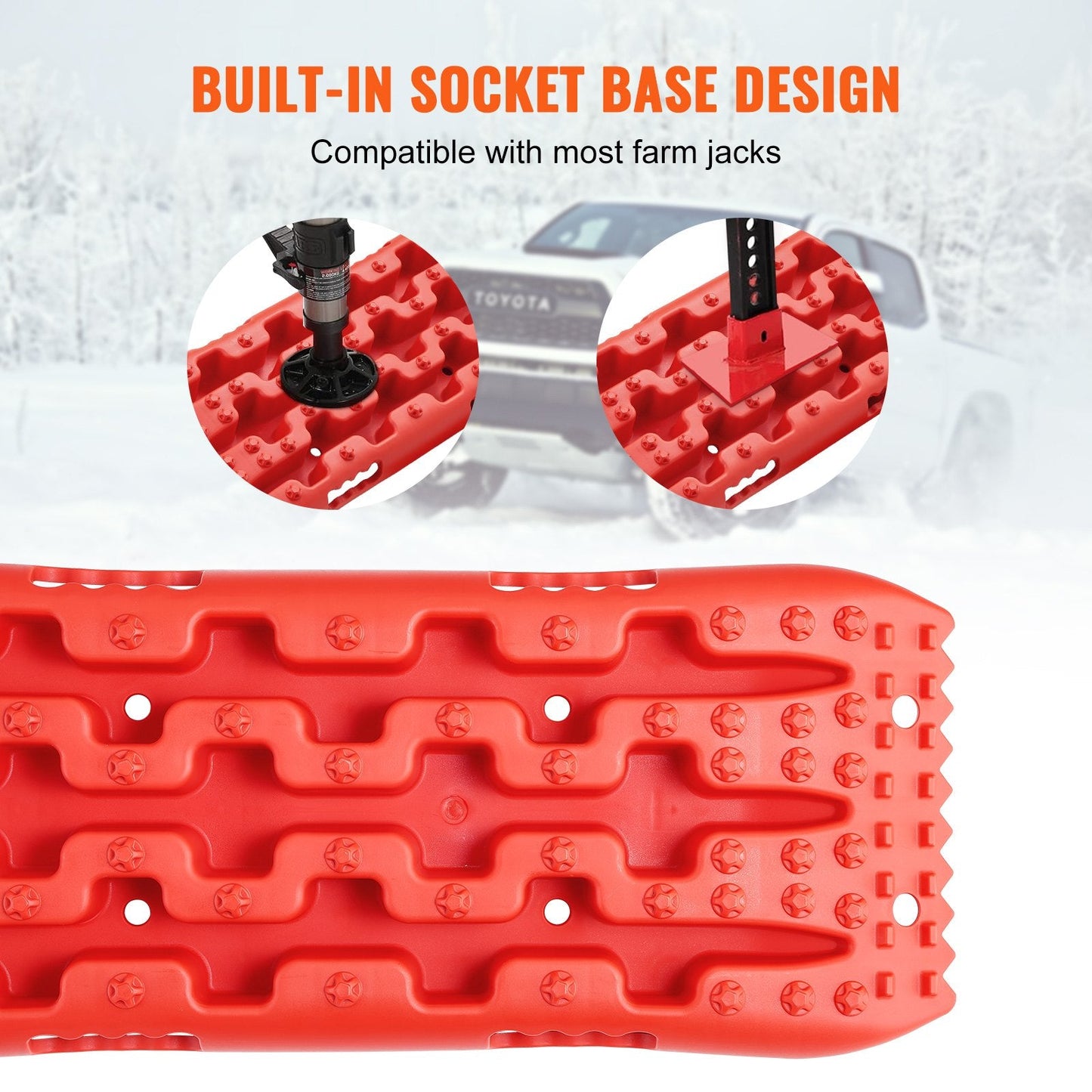 2PCS High-Strength Traction Boards for Mud, Snow, Sand with Storage Bag, Red