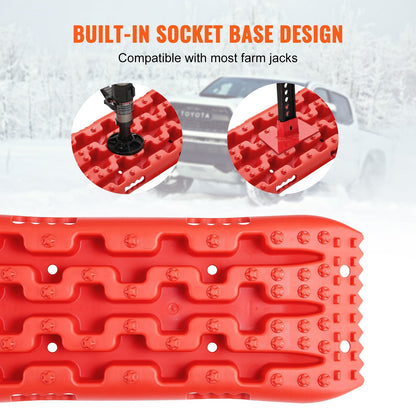 2PCS High-Strength Traction Boards for Mud, Snow, Sand with Storage Bag, Red