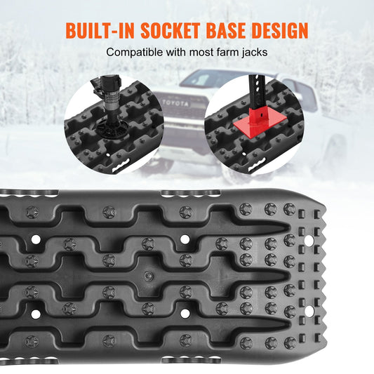 Heavy-Duty Traction Boards for Mud, Snow, Sand with Storage Bag, Black (2m, 10-ton)