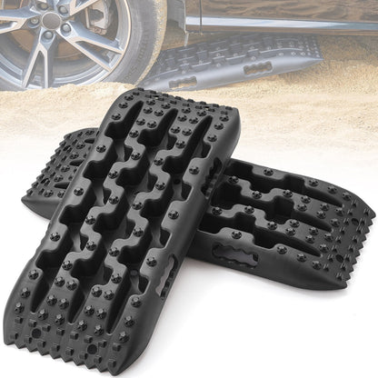 Heavy-Duty Traction Boards for Mud, Snow, Sand with Storage Bag, Black (2m, 10-ton)