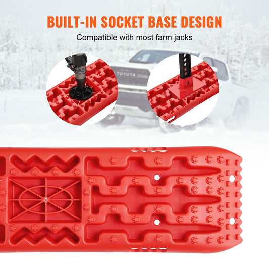 2PCS Red Traction Boards for Mud, Snow, Sand with Storage Bag, 10-ton Capacity