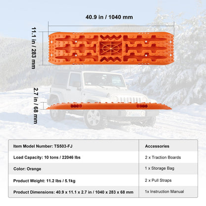 Heavy-Duty Traction Boards with Storage Bag for Mud, Snow, Sand - 10 Ton Capacity