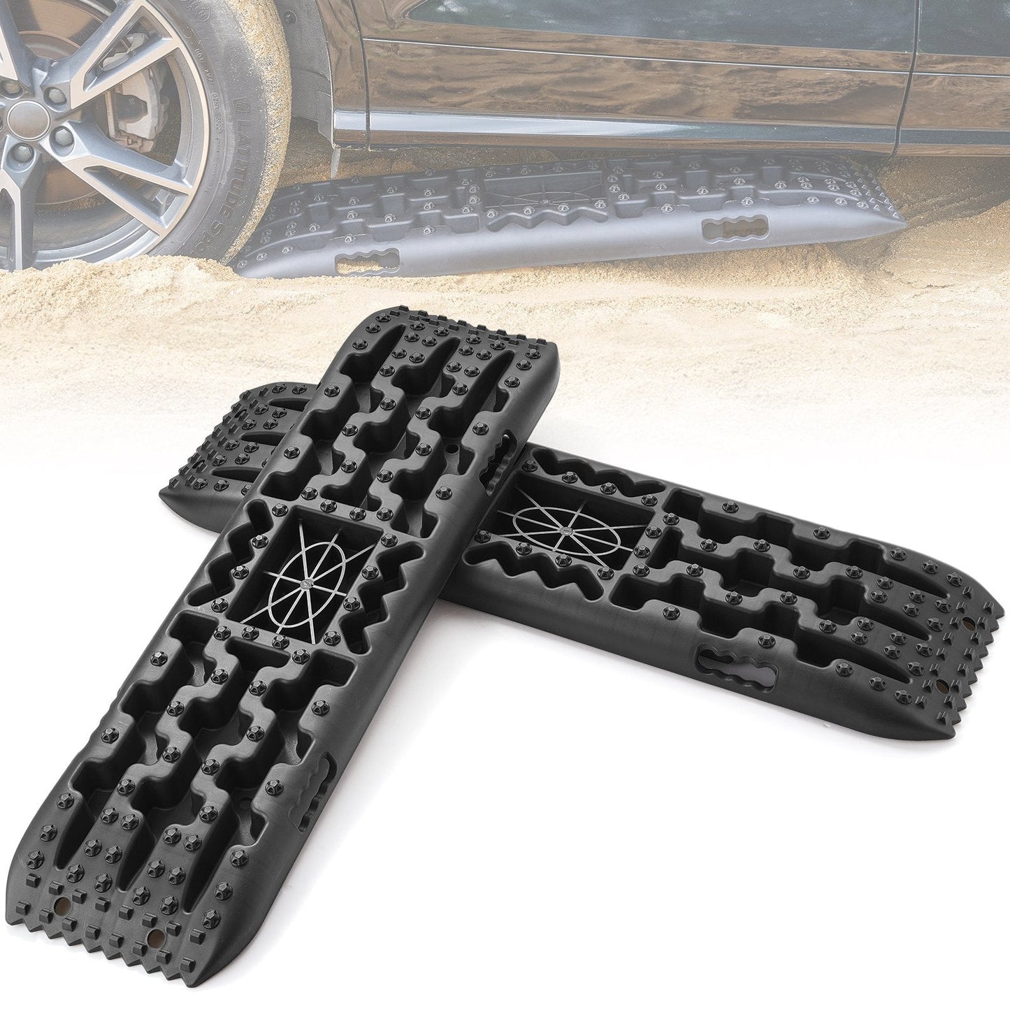 2 Traction Boards with Storage Bag for Off-Road Recovery, 10-Ton Capacity