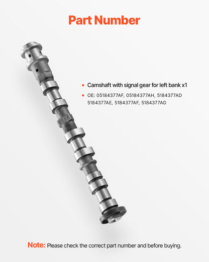 Engine Camshaft, 05184377AF 05184377AH 5184377AD 5184377AE 5184377AF 5184377AG Cam Replacement, Work with 2011-2015 Jeep Grand Cherokee, 2011-2019 Dodge Journey, 3.6L V6