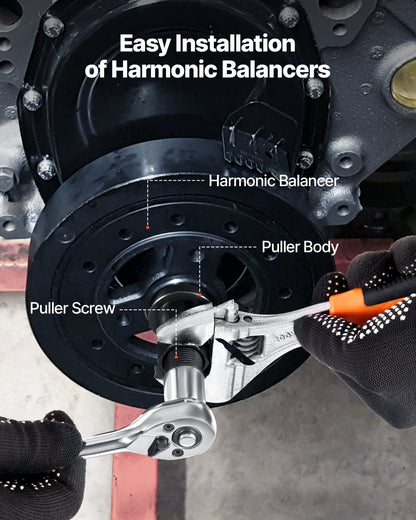 Harmonic Balancer Puller Removal & Install Tool Kit, All-Steel Harmonic Balancer Installer Set Tool Kit for Removing and Installing of Balancers, Flywheels, Crankshaft Pulleys, Steering Wheels