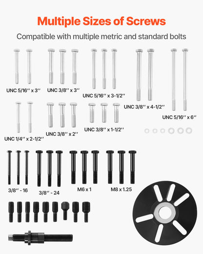 Harmonic Balancer Puller Removal & Install Tool Kit, All-Steel Harmonic Balancer Installer Set Tool Kit for Removing and Installing of Balancers, Flywheels, Crankshaft Pulleys, Steering Wheels