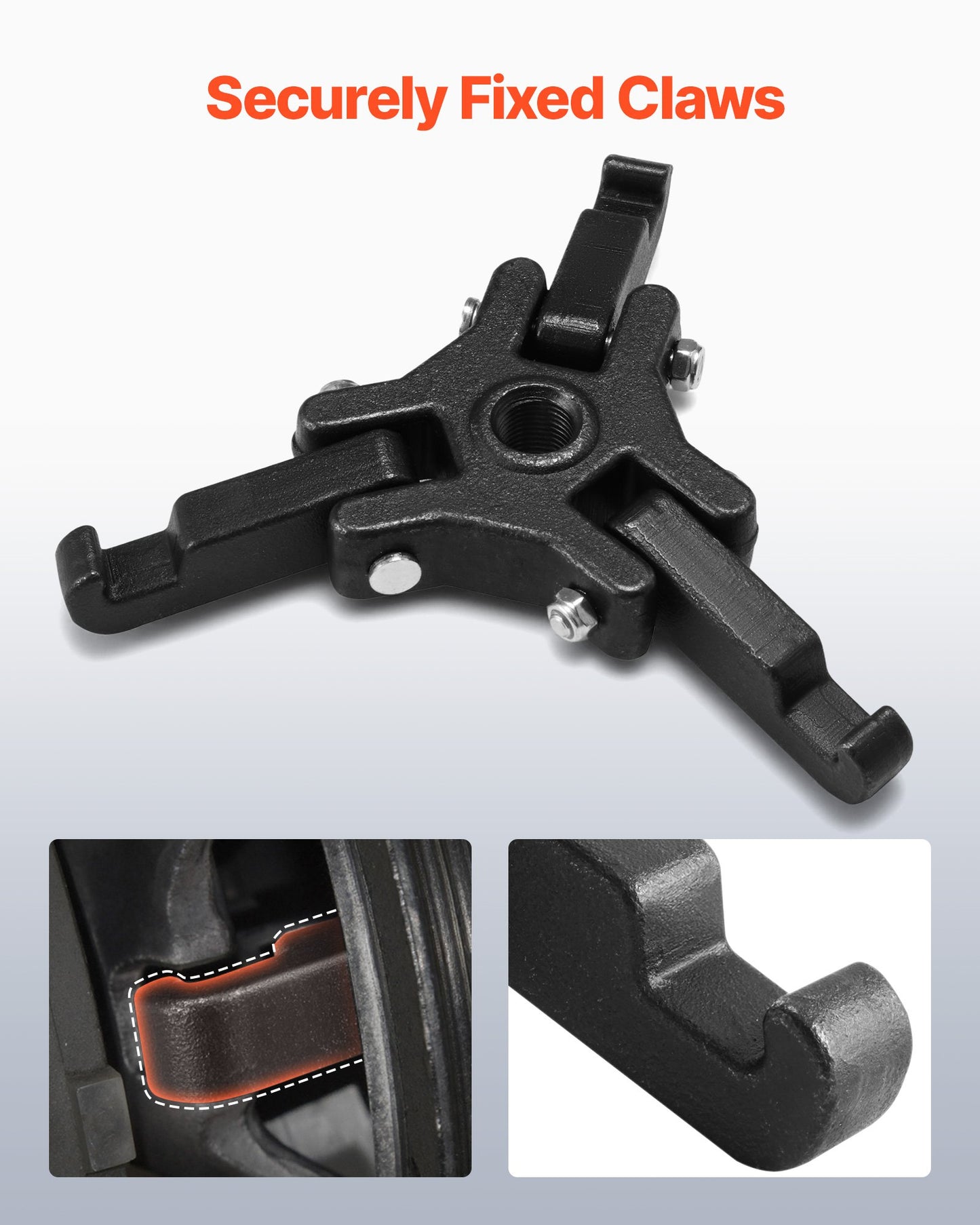 Harmonic Balancer Puller Kit, Adjustable 3-Jaw Puller Fits Most Late Model Vehicles, 3-Jaw Pulley Puller Set with 4 Forcing Rods for Removing Harmonic Balancers Without Removing the Radiator