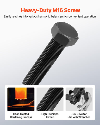 Harmonic Balancer Puller Kit, Adjustable 3-Jaw Puller Fits Most Late Model Vehicles, 3-Jaw Pulley Puller Set with 4 Forcing Rods for Removing Harmonic Balancers Without Removing the Radiator