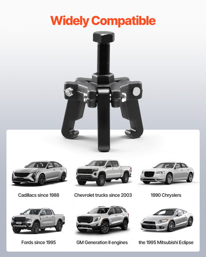 Harmonic Balancer Puller Kit, Adjustable 3-Jaw Puller Fits Most Late Model Vehicles, 3-Jaw Pulley Puller Set with 4 Forcing Rods for Removing Harmonic Balancers Without Removing the Radiator