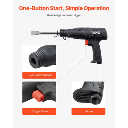 Air Hammer 2500-2700 BPM Pneumatic Hammer Air Hammer Kit with 4 Chisels