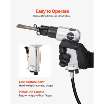 Air Hammer 4500BPM Pneumatic Hammer with Air Needle Scaler & 4 Chisels