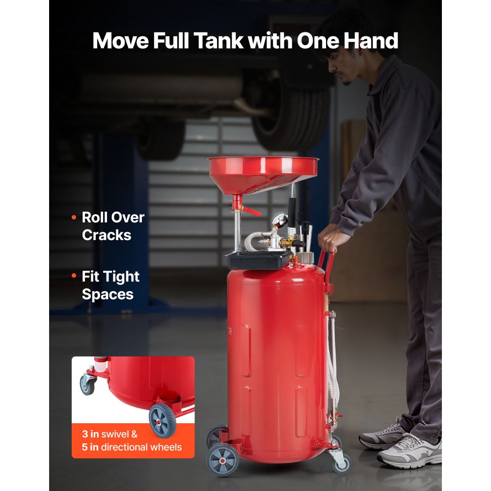 Waste Oil Drain Tank 79.5L Air Operated Portable Oil Drainer