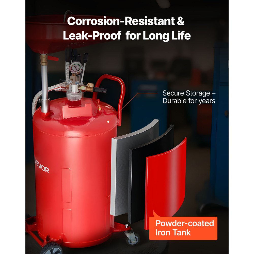 Waste Oil Drain Tank 79.5L Air Operated Portable Oil Drainer