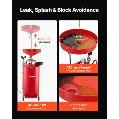 Waste Oil Drain Tank 79.5L Air Operated Portable Oil Drainer