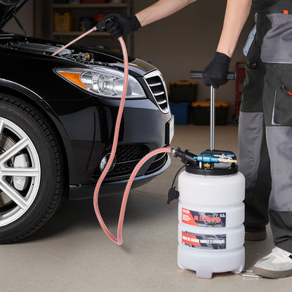 Fluid Extractor, 9.5 L Capacity, Pneumatic/Manual Vacuum Fluid Extractor with 150 cm Long Horse & Three 120 cm Extension Tubes, Oil Change Pump with PE Tank for Cars, Lawn Mowers, Boats