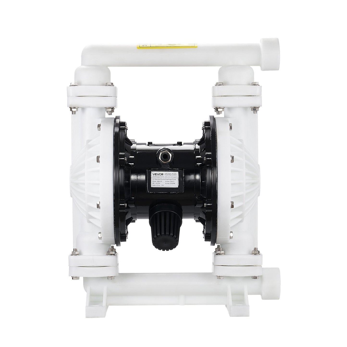 Air Operated Double Diaphragm Pump, 94.64 LPM Max, Standard Inlet & Outlet Air Pneumatic Waste Oil Transfer Pump, Polypropylene Body, Dual Diaphragms, for Diesel, Grease, Kerosene, Gasoline
