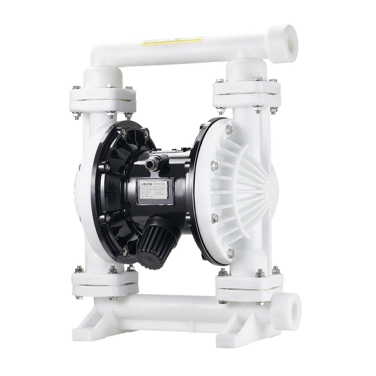 Air Operated Double Diaphragm Pump, 94.64 LPM Max, Standard Inlet & Outlet Air Pneumatic Waste Oil Transfer Pump, Polypropylene Body, Dual Diaphragms, for Diesel, Grease, Kerosene, Gasoline