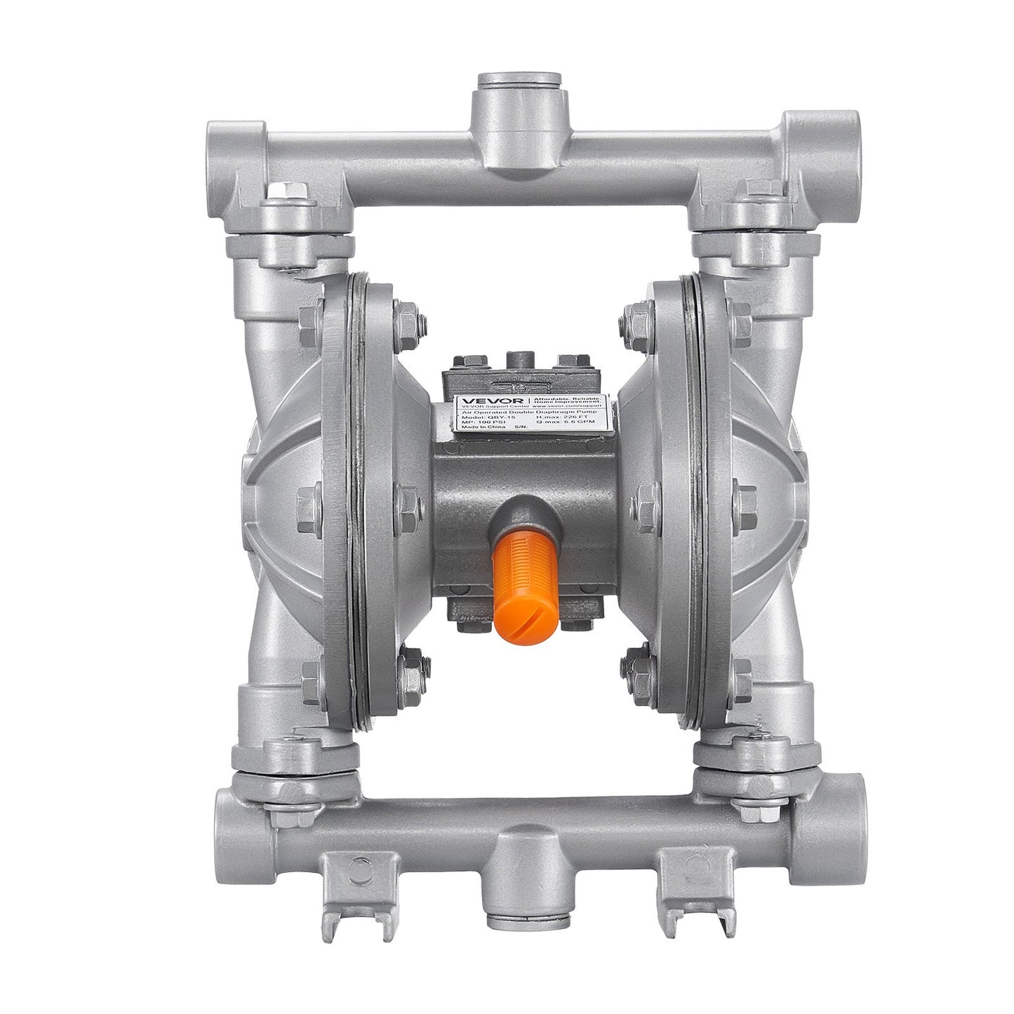 Air Operated Double Diaphragm Pump, 24.98 LPM Max, Standard Inlet & Outlet Air Pneumatic Waste Oil Transfer Pump, Aluminum Alloy Body, Dual Diaphragms, for Diesel, Grease, Kerosene, Gasoline