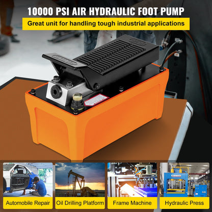 Air Hydraulic Pump with Foot Pedal, 10000 PSI, 1.6L Reservoir, 1.25m Hose