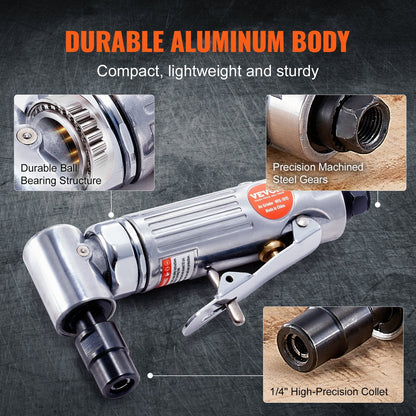 Heavy Duty Air Die Grinder Kit with Right Angle & Straight Grinders, 10 Burrs