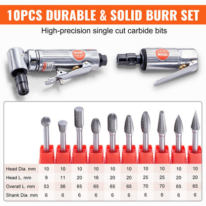 VEVOR Air Die Grinder Kit, Right Angle and Straight Die Grinder Combo, Heavy Duty