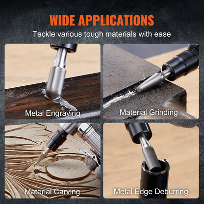 Heavy Duty Air Die Grinder Kit with Right Angle & Straight Grinders, 10 Burrs