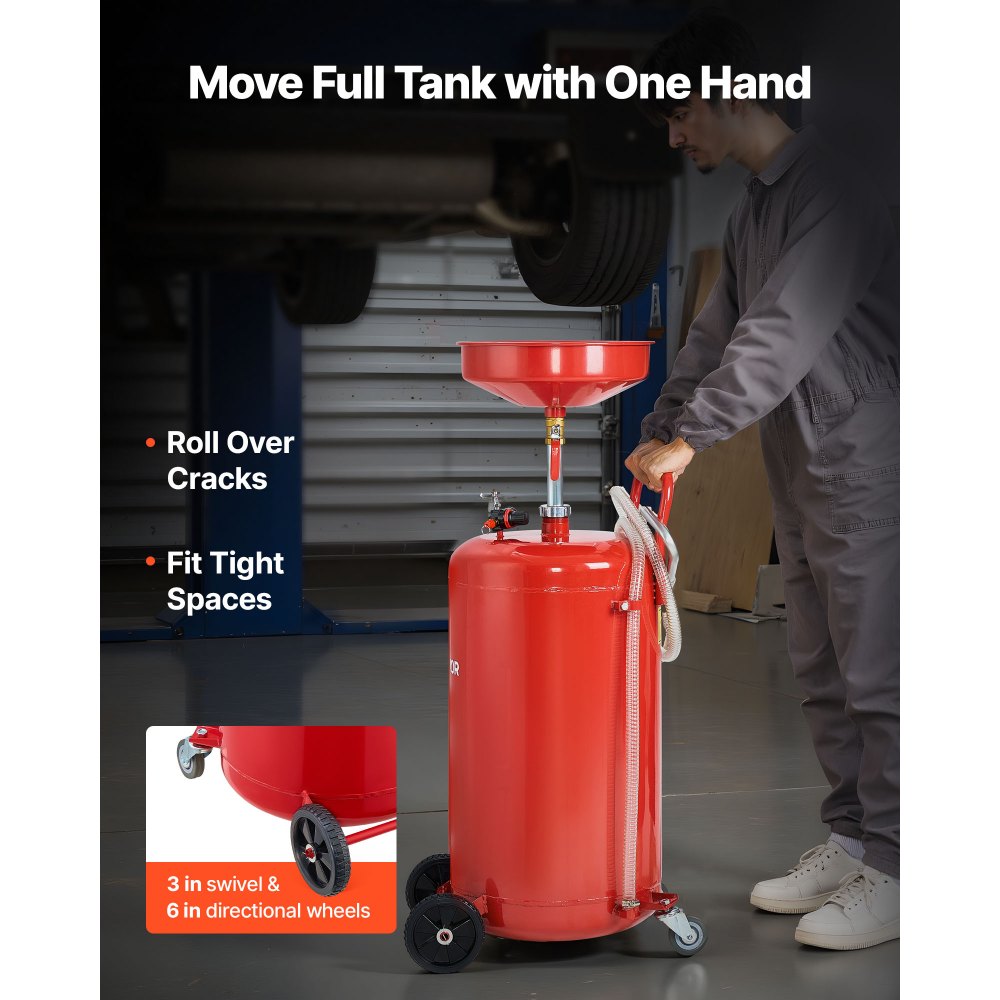 Waste Oil Drain Tank 95L Air Operated Portable Oil Drainer