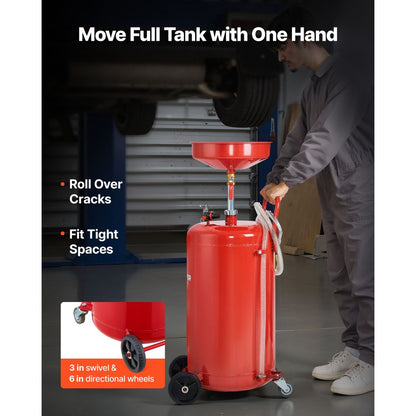 Waste Oil Drain Tank 95L Air Operated Portable Oil Drainer