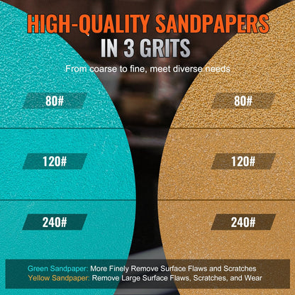 58-Piece Random Orbital Air Sander Kit with 0.5/1/1.5m Pads, 15000 RPM Speed